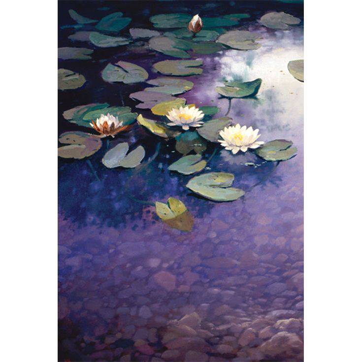 Pictura Water Lilies Sympathy Card featuring a serene watercolor painting of water lilies for heartfelt condolences